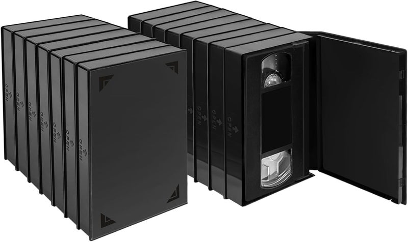 BOATISLE حافظة ألبوم VHS 15 حبة، حافظة شريط VHS سوداء، صندوق شريط VHS مع غطاء نافذة كامل - Image 1